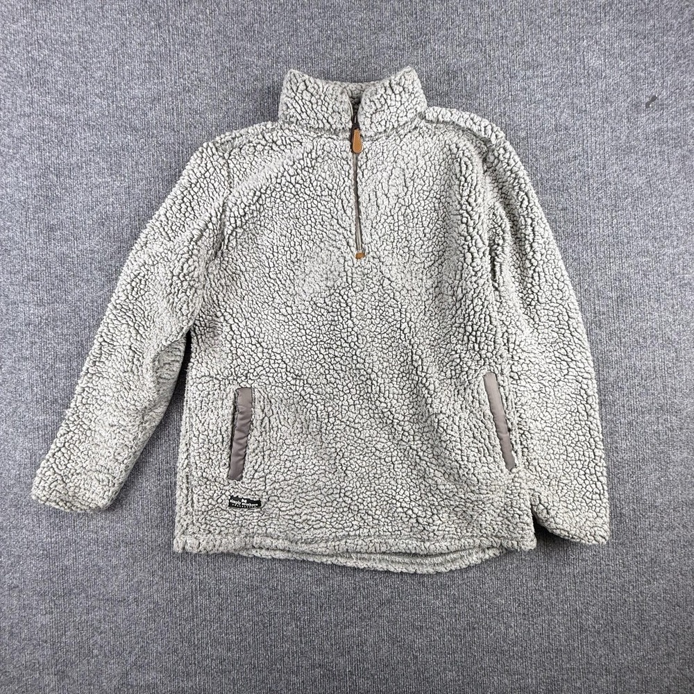 Simply Southern Sweater Womens Large Gray Sherpa 1/4 Zip Mock Neck Pullover